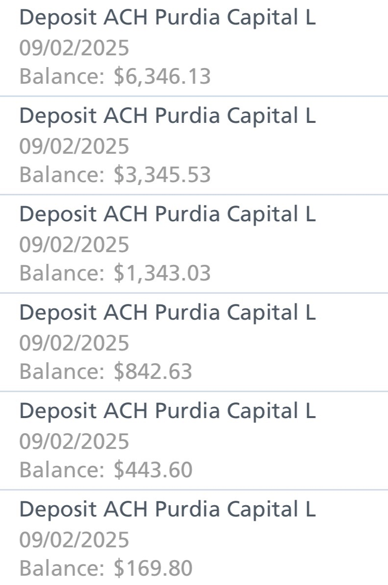 Purdia payout email showing approved payout